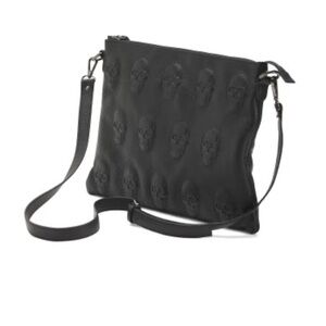 Black Crossbody Bag with Skull Design